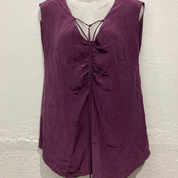Tea and Honey Anthropologie Silk Blouse Top Sleeveless Burgundy Lightweight L - Picture 3 of 9